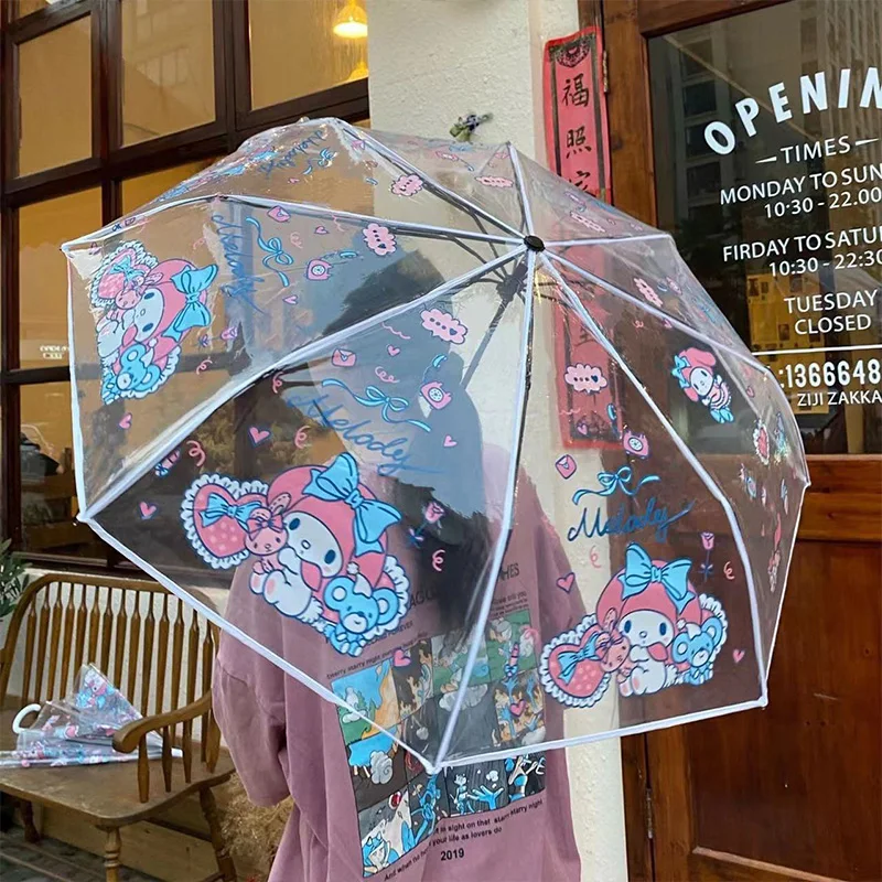 

Pochacco My Melody Sanrio Kawaii Anime Transparent Umbrella Cute Cartoon Hello Kitty Folding Student Automatic Shaping Girl Toy