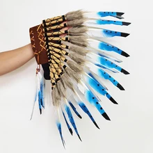 American Native Indian Feather Headpiece Indian Feather Headdress Feather Headband Cosplay Hair Accessories Photo Party Props 