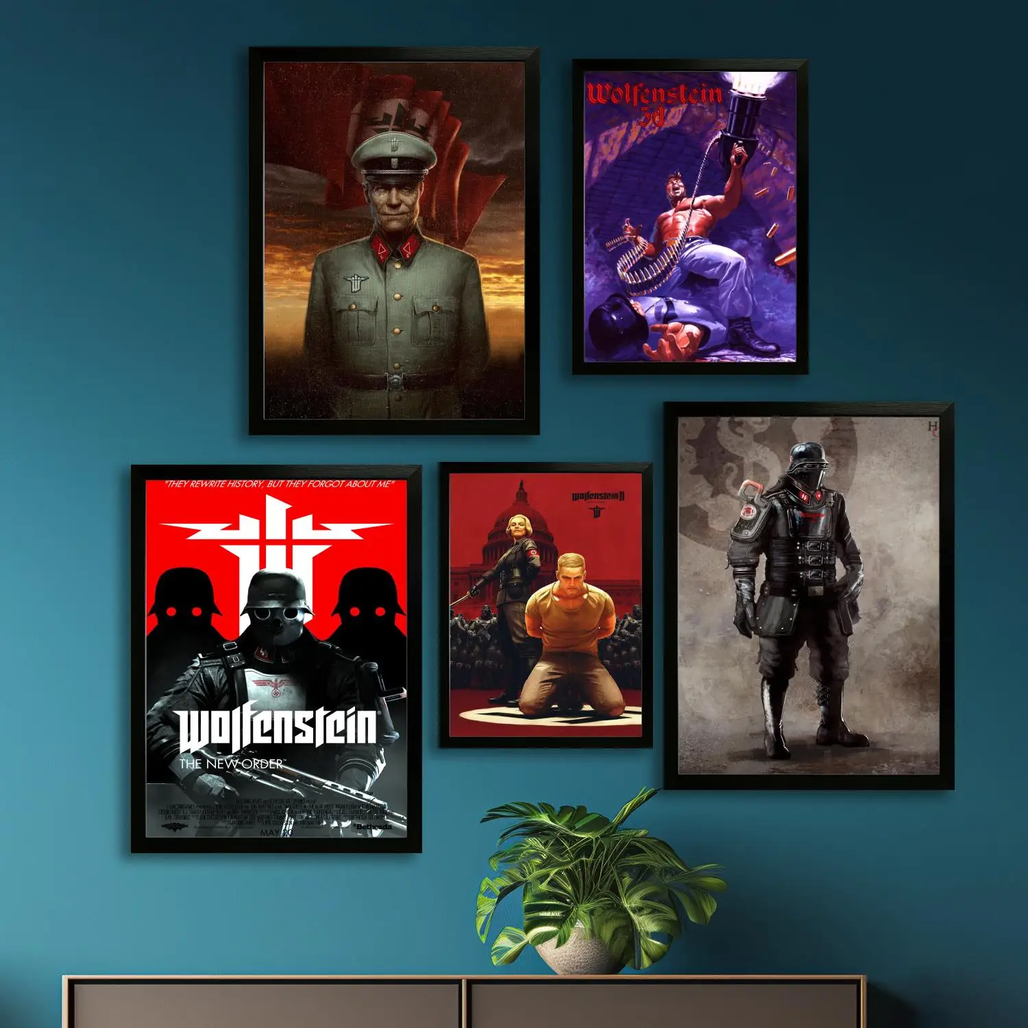 Волкenstein видеоигры холст художественный постер настенная живопись печать