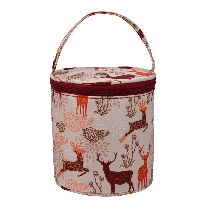 

Yarn Storage Portable Bag Round Woven Bag Small Size Knitting Projects Organizer For Yarns, Zipper Storage Bag B