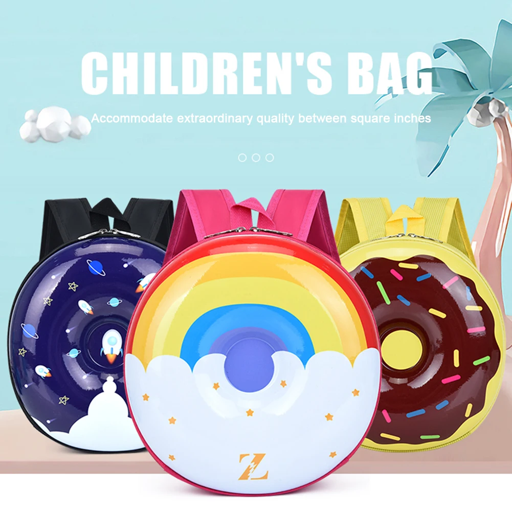 

Детский рюкзак с милым мультяшным пончиком, школьная сумка для детского сада, Круглый плечевой книжный мешок, уличные аксессуары для покупо...