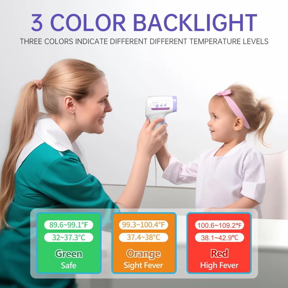 Многофункциональный Инфракрасный Термометр Для Лба С Трехцветным Дисплеем И