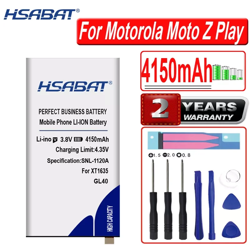 

2023New HSABAT GL40 4150mAh Battery for Motorola Moto Z Play for Moto Z Play Droid XT1635 XT1635-01 XT1635-02 XT1635-03 SNN5974A