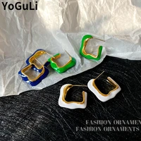 s925 needle fashion jewelry enamel earrings popular design irregular white green blue drop earrings for girl lady gifts