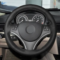 braid on steering wheel for bmw e90 320i 325i 330i 335i e87 120i 130i 120d x1 e84 car steering wheel perforated leather cover