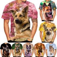 summer new hot sale german shepherd 3d print cute dog pattern men women boys t shirt breathable lightweight sports top