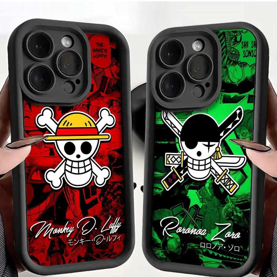 Чехол для телефона iPhone 16 15 Pro Max 13 12 11 14ProMax 16Plus 12Pro Противоударный чехол Funda Capa Anime Lufys