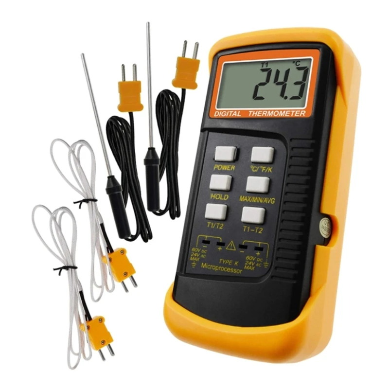

Waterproof Thermocouple Thermometer Digital Temperature Measurement High Heat Meter with 4 Thermocouples Probes