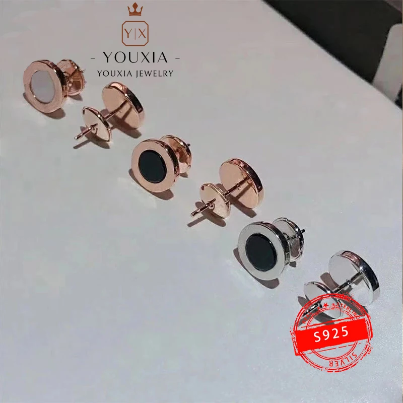 

1:1 Customized s925silver fashion black and white Round party earrings trend Luxury Jewelry Halloween Gift earrings for women