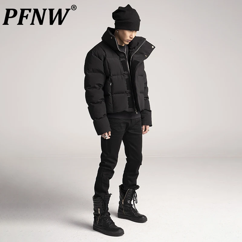 

PFNW 2023 Autumn Winter New Men's Fashion Pioneer Short Stand Neck Loose Silhouette Neutral Casual Thickened Down Coat 12A7023