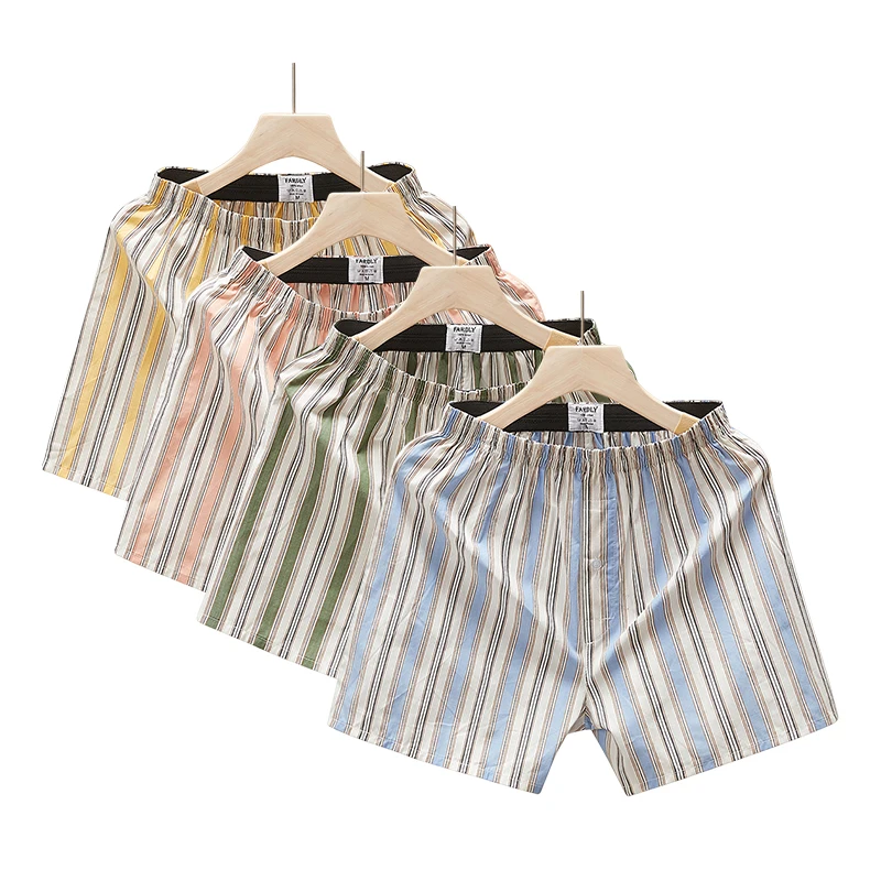 4pcs Men's Panties Boxers Underpants Shorts 100% Cotton Homme Stripe Arrow Pants Boxershorts More Comfortable Underwear for Men