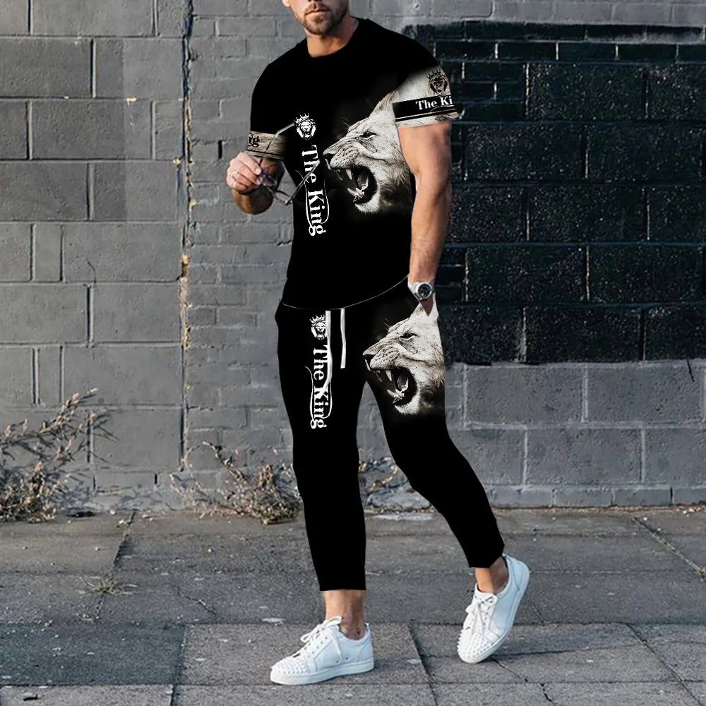 2023 Men's Clothing Tracksuit Set 2 Piece Sports Suit 3d Print Summer Casual Men Sets Outfits Short Sleeves T-shirt+Pants