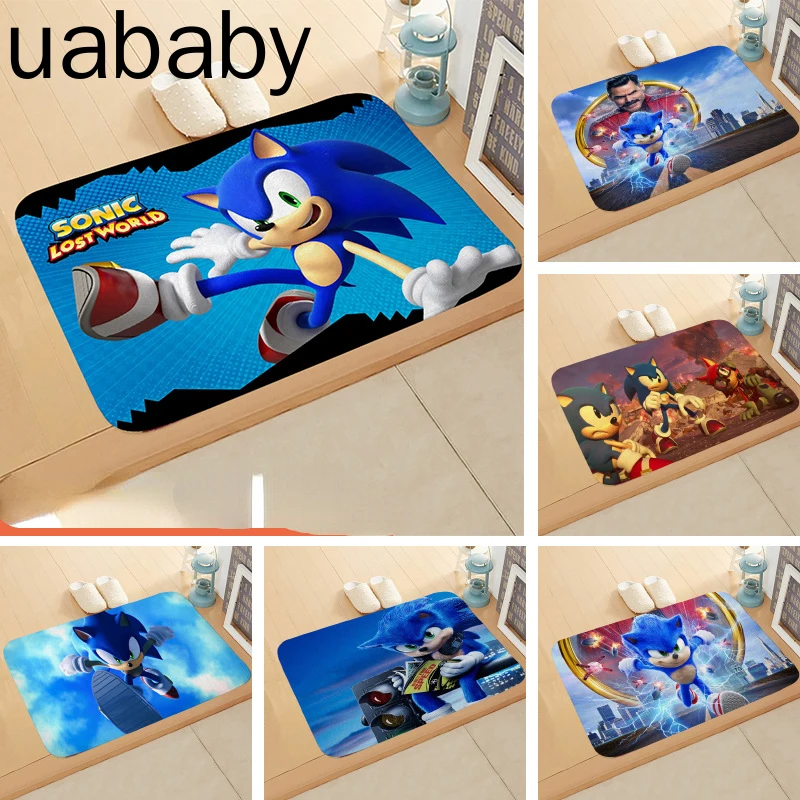 

Sonic Printed Floor Mat Coffee Table Mat Household Floor Mat Bathroom Non-slip Mat Entry Door Mat Bedroom Children's Room Bedsid