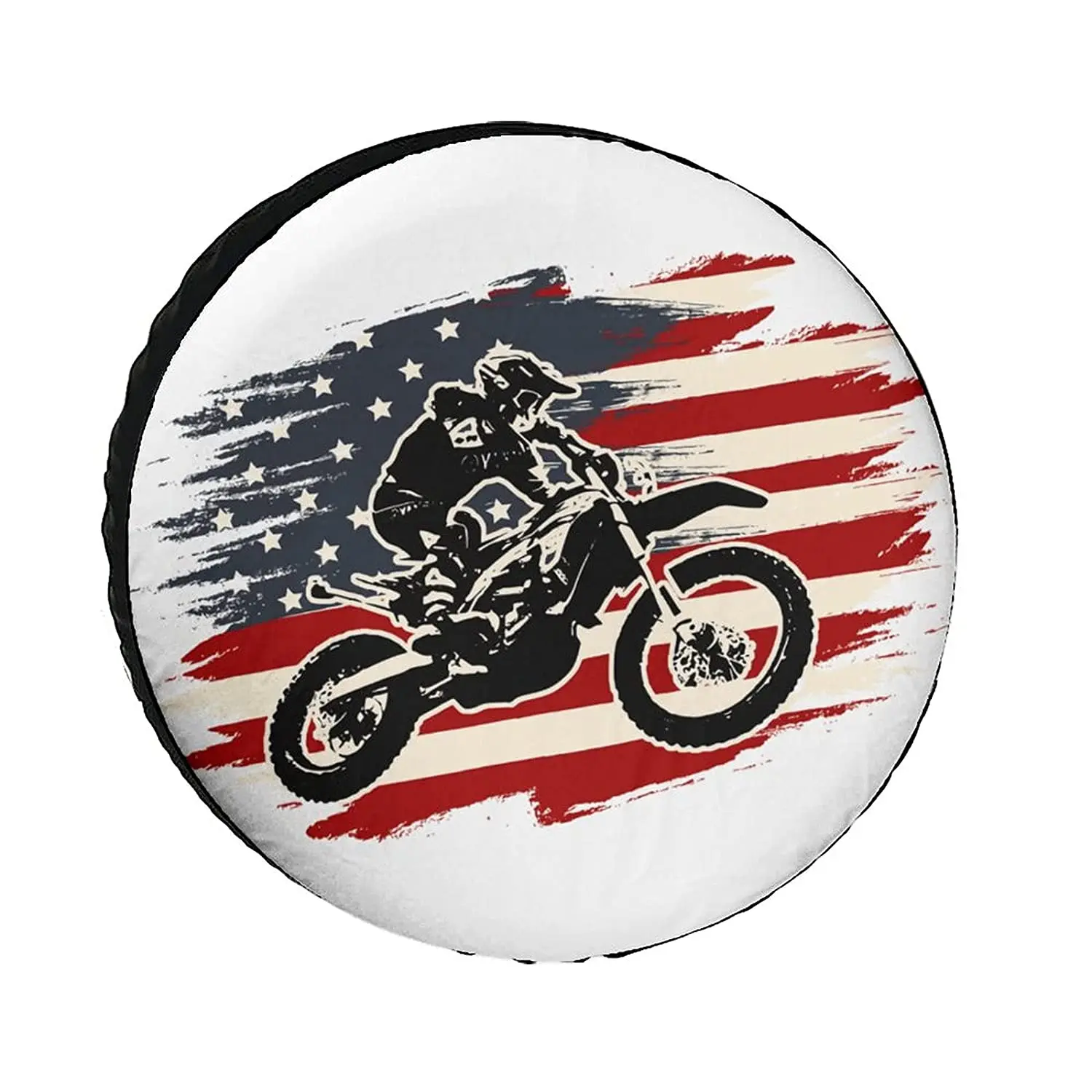

Dirt Bike Motocross American Flag 4th Of July Patriotic Universe Exploration Tire Covers Wheel Cover Protectors