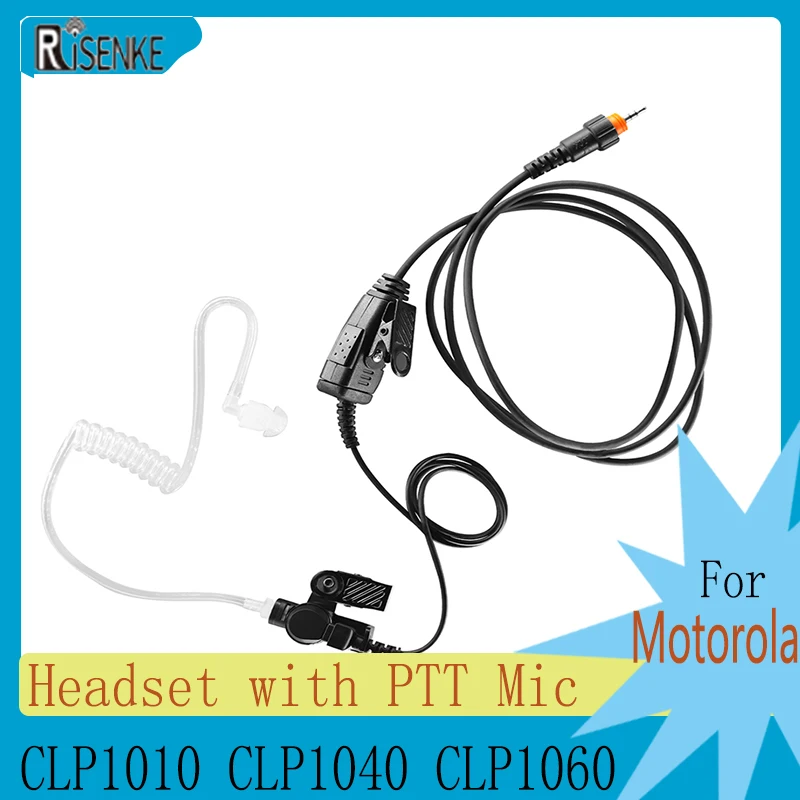 Single Wire Earpiece Acoustic Tube Surveillance Headset with PTT Mic for Motorola Radio CLP1010 CLP1040 CLP1060 Replace HKLN4487