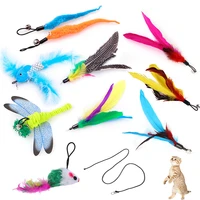 5pcs funny cat feather toy kitten teaser feather replacement head interactive training toys play without the stick pet supplies