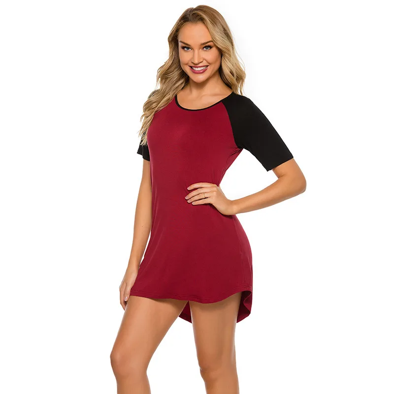 Spring and Summer New Ladies Nightdress Short-sleeved Round Neck Casual Home Wear Sexy Nightwear Sleepwear Women Sleep Tops