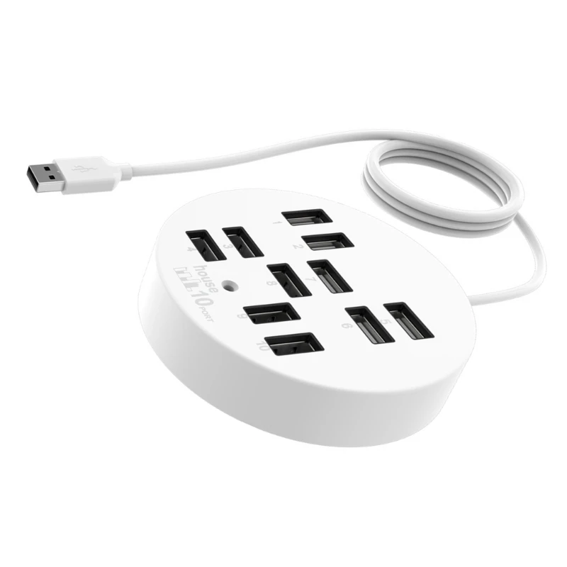 USB 2.0 Hub 10-портовый круглый расширительный адаптер для зарядки док-станции офиса и