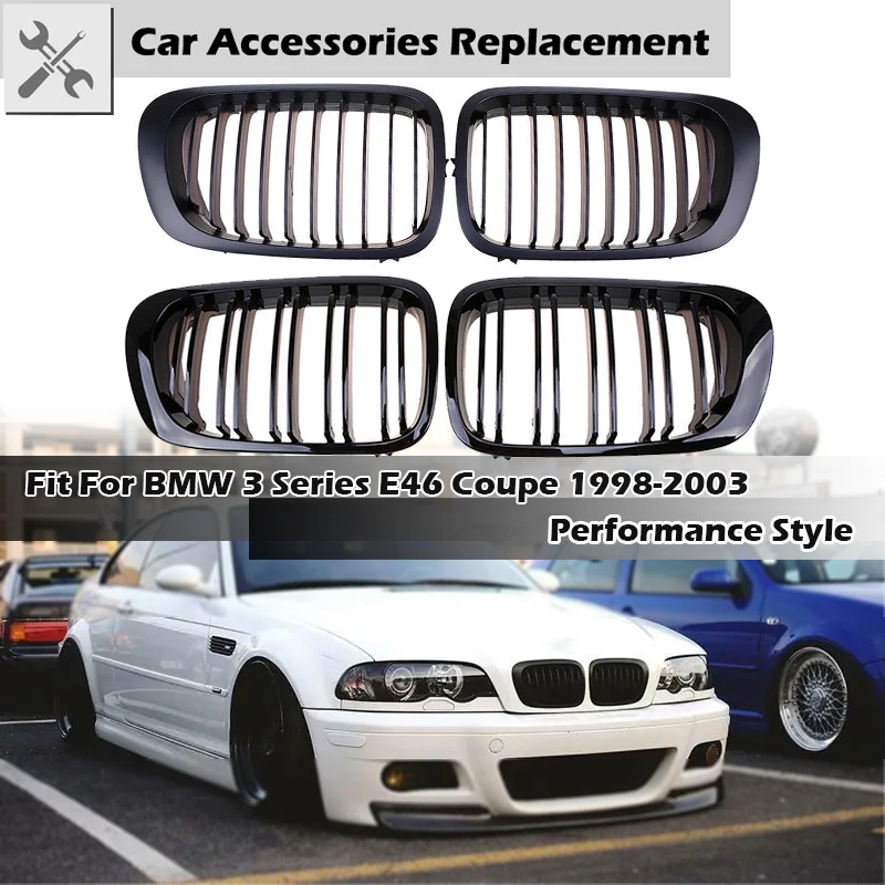 Rhyming Front Kidney Grill Racing Grille Glossy Black Matte Black Car Accessories Fit For BMW 3 Series E46 Coupe 3Door 1998-2003