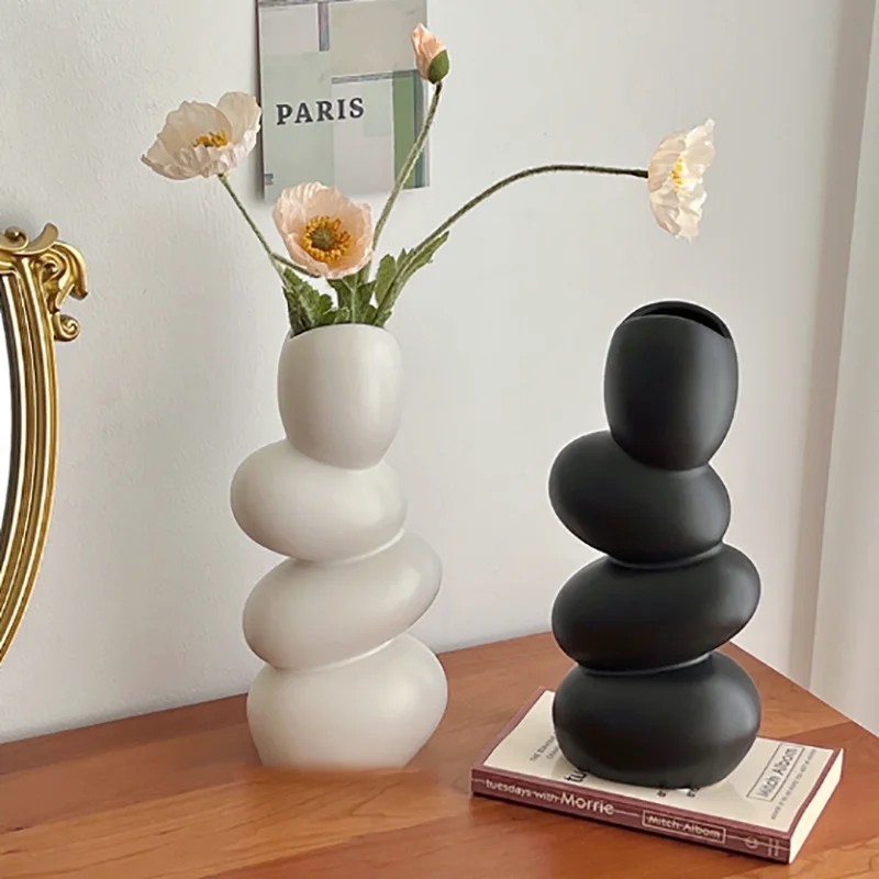 

Black Hydroponic Ceramic Vase Flower Aesthetic Luxury Ikebana Modern Small Vase Design Plant Rose Decoration Maisons Decoration