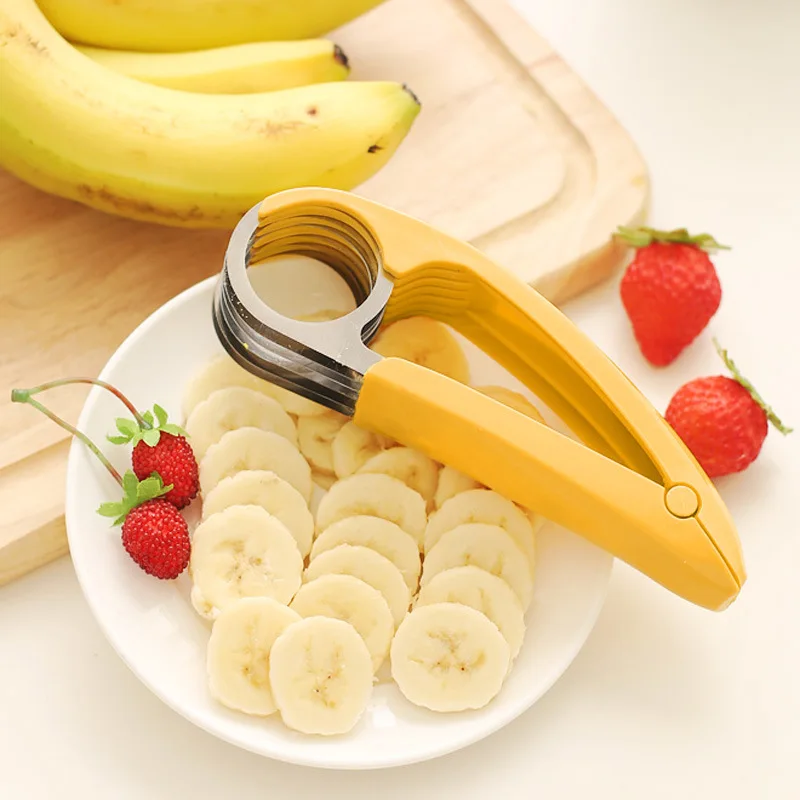 

Слайсер для бананов, фруктов, овощей, сосисок, слайсер из нержавеющей стали, резак для банана, инструменты для салата, инструменты для готовки, кухонные аксессуары