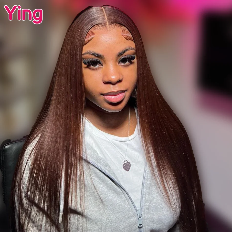 

Ying Chocolate Brown Color Bone Straight 13x4 Lace Front Wig Human Hair 5x5 Transparent Lace Wig 13x6 Lace Front Wig PrePlucked