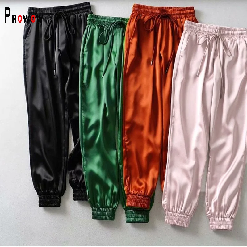 

Prowow Casual Women Workout Sweatpant 2022 New Summer Fall Solid Color High Waisted Pants for Lady Joggers Fitness Trousers