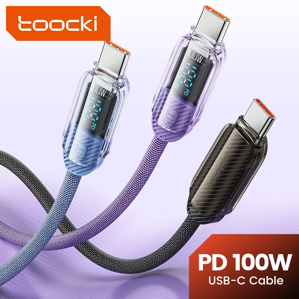 

Кабель Toocki с USB Type C на Type C, 100 Вт/5A PD для Macbook, iPhone, iPad, кабель для быстрой зарядки USB C на USB C для Xiaomi, Samsung