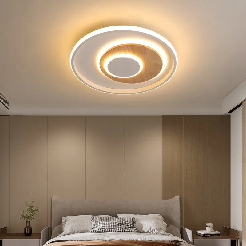 

Real Wood Modern LED Ceiling Lights Decorative Indoor Lamps Panels For Living Room Bedroom Corridor Luminaire Round Lighting