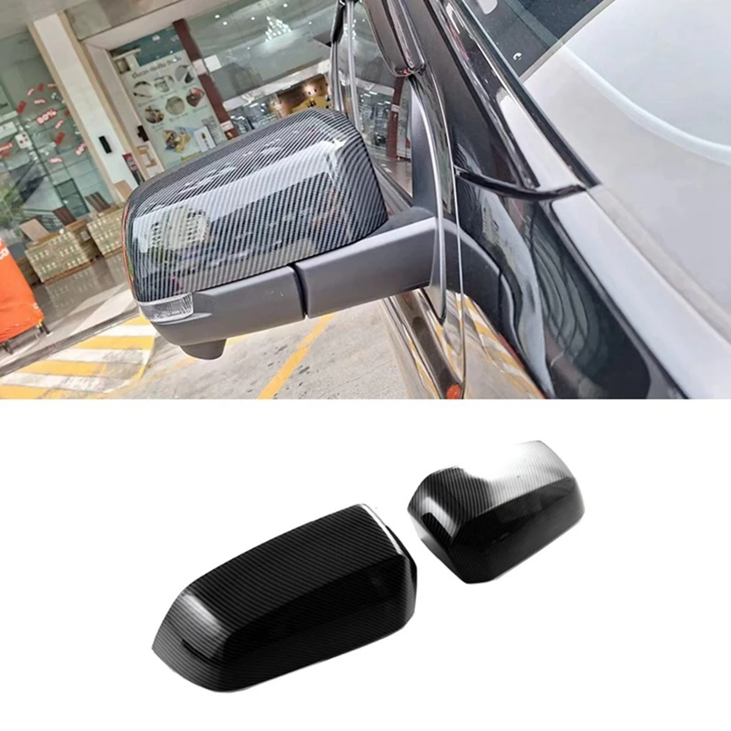 

For Ford Ranger 2023 2024 Car Side Door Rear View Mirror Cover Cap Trim Parts ABS Carbon Fiber