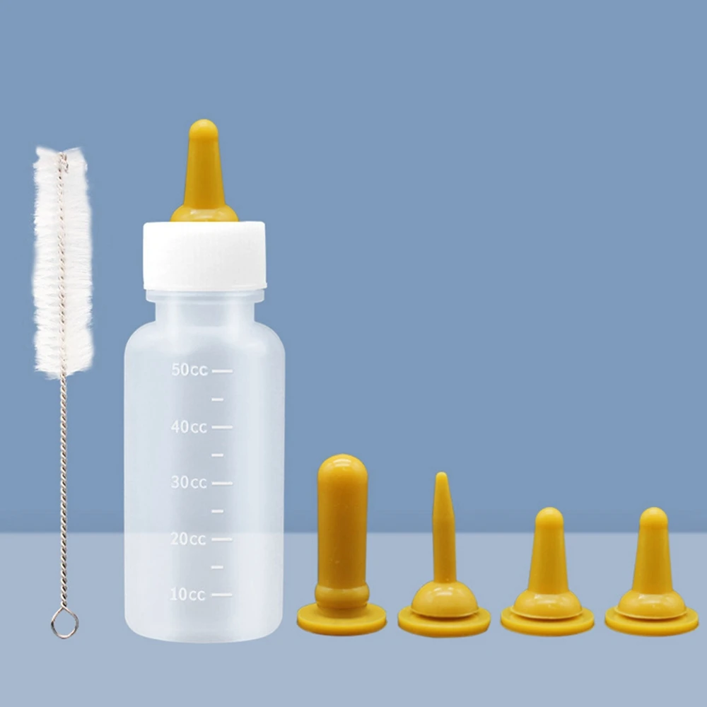 

50ML Pet Nursing Feeding Bottle Set Replacement Nipples Cleaning Brush Universal Pet Feeding Bottle Kit for Newborn Puppy Kitten