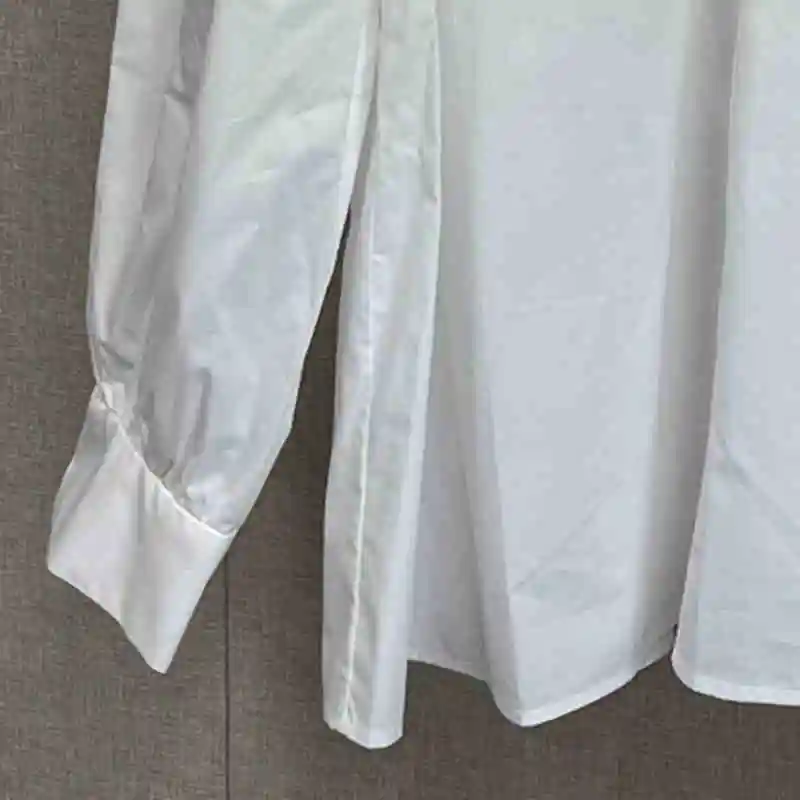 

Women Long-sleeved Shirt 2023 Early Autumn New Pleated White Shirt