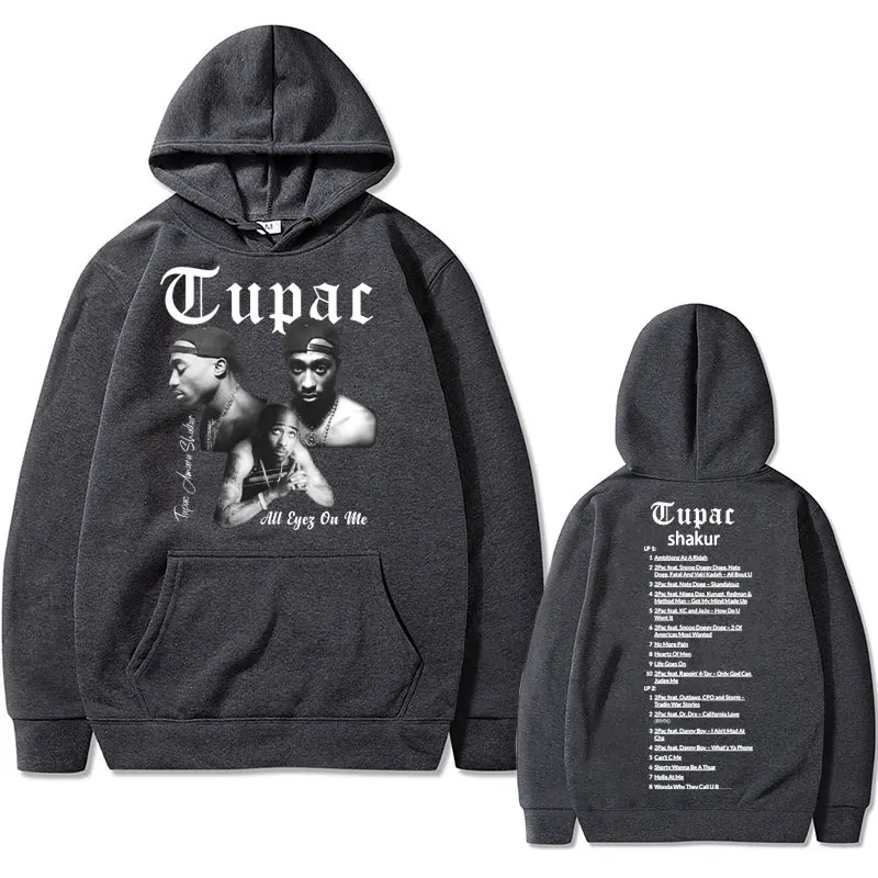 Rapper Tupac 2pac Hip Hop Hoodie Men's Fashion Hoodies Men Women Oversized Pullover Male Black Streetwear Man Vintage Sweatshirt
