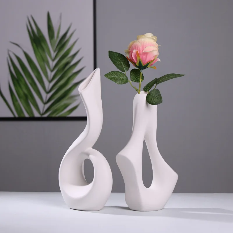 

Ceramic Vase Home Decor Nordic Room Decor Flower Pot Decoration Desktop Art White Vases Modern Simple Ornament Dropshipping