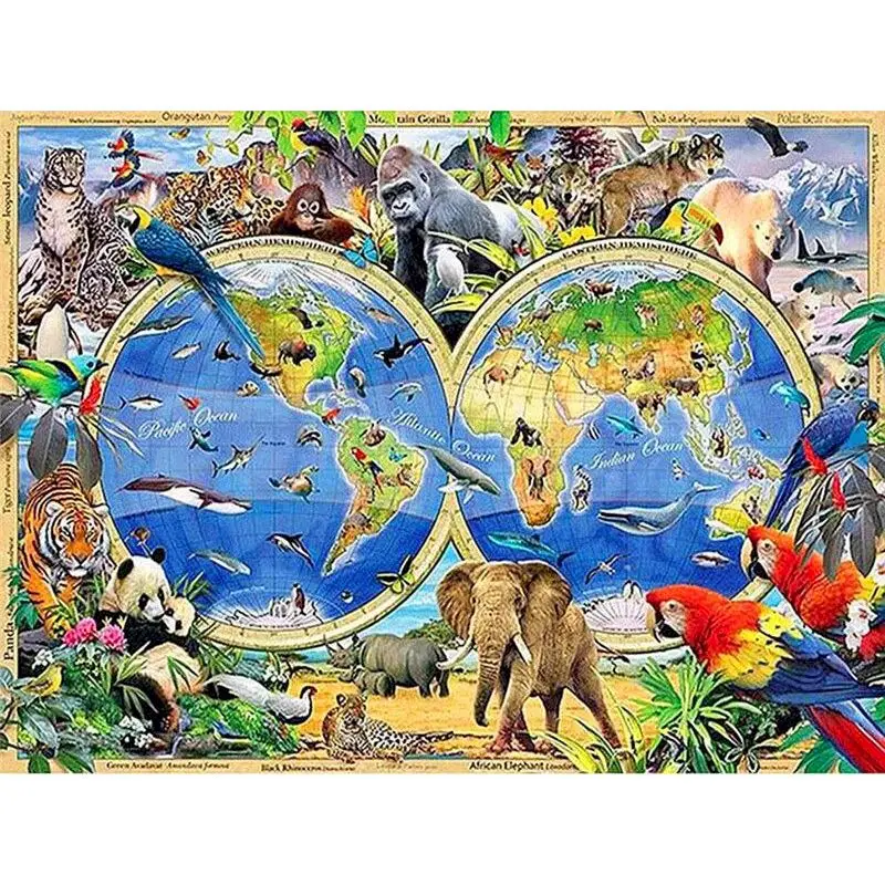 GATYZTORY Frame Picture Animal Map DIY Painting By Number Landscape Acrylic Paint By Numbers Handpainted Picture By Numbers Art