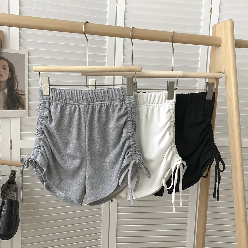 

TFETTERS Shorts Women High Waist Summer 2022 Korean Casual Pants with Drawstring on Both Sides Solid Color Shorts Women Clothing