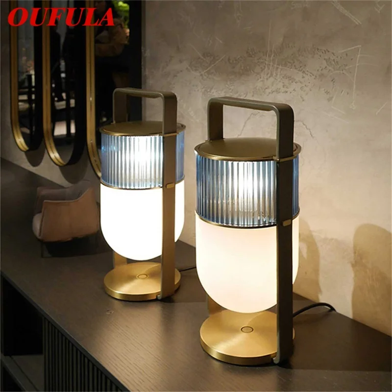 

OUFULA Postmodern Table Lamp Luxury Nordic Glass Desk Light LED For Home Living Room Bedroom Decor
