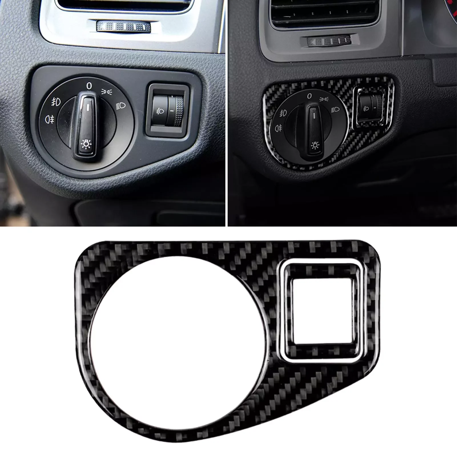 

2Pcs/Set Self-adhesive Left Car Headlight Switch Frame Trim Stickers carbon fiber Car Decoration for Volkswagen Golf 7 2013-2017