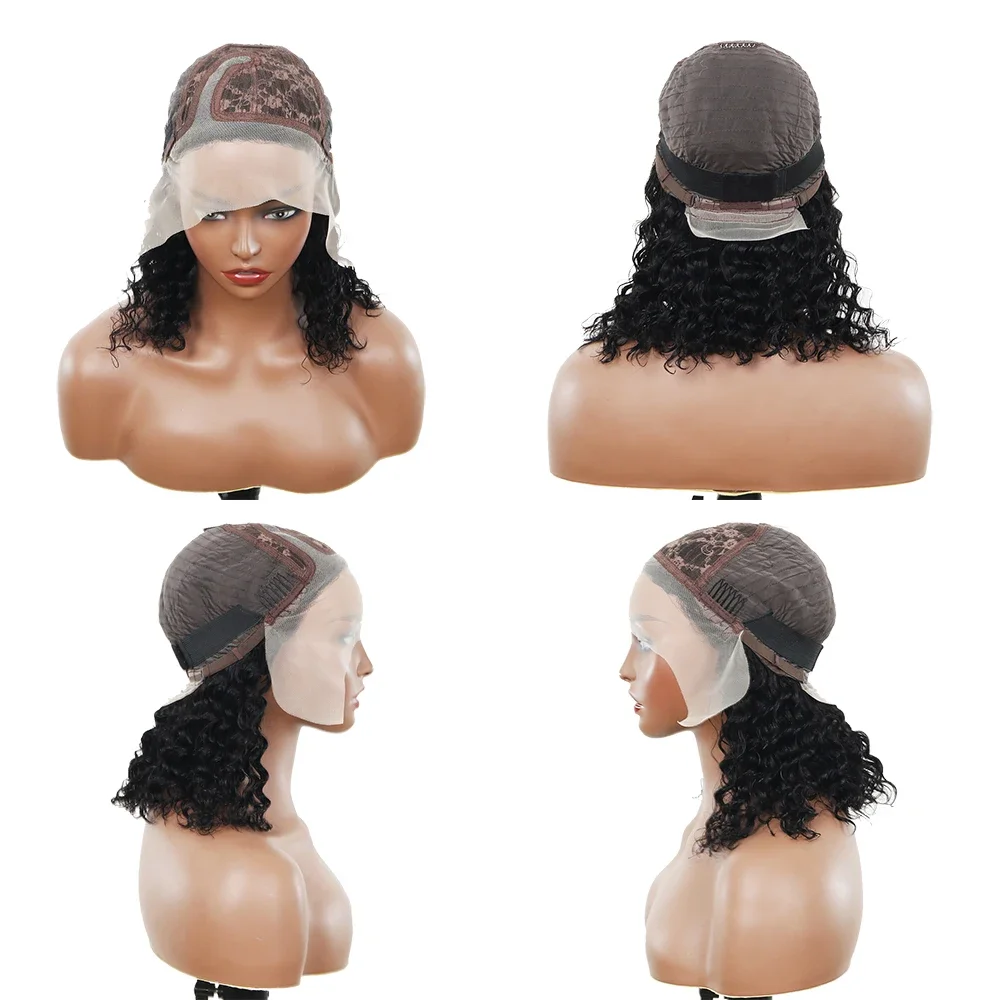 Парик из человеческих волос с глубокой волной короткий короткой кружевной