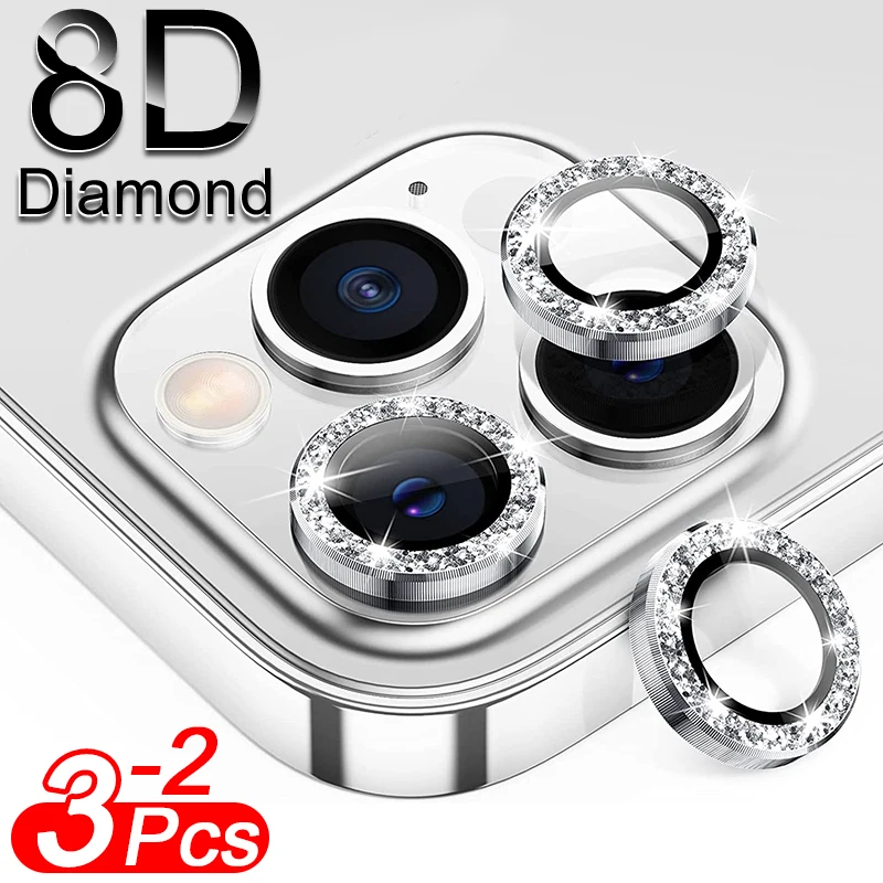 

Camera Lens Protector For iPhone 13 12 11 Pro Max Mini Metal Ring Lens Glass On iPhone 13 Pro Max Diamond Glitter Protective