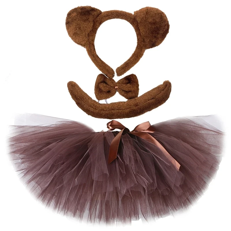 

Юбка-пачка с изображением коричневого медведя, наряд для маленьких девочек, костюмы на Хэллоуин и косплей, детские юбки с изображением животных, танцевальные юбки для девочек на день рождения