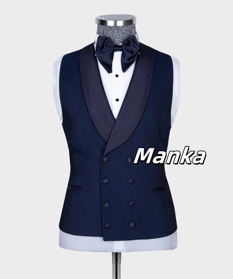 Темно-синий мужской смокинг для свадьбы жениха/жениха одежда из 3 предметов