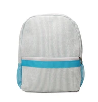 custom mini zipper school bags blue seersucker striped book bag kids backpack teenagers children hot sale products dom187