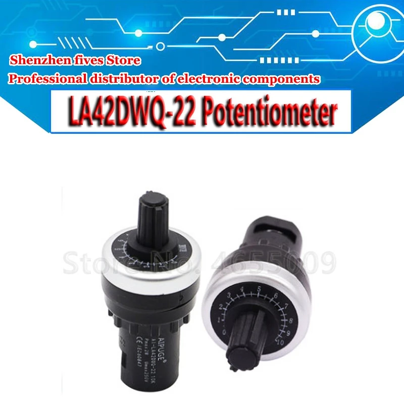 

LA42DWQ-22 1K 2K 5K 10K 20k 50k 500k 22mm Diameter Pots Rotary Potentiometer Converter Governor Inverter Resistance Switch