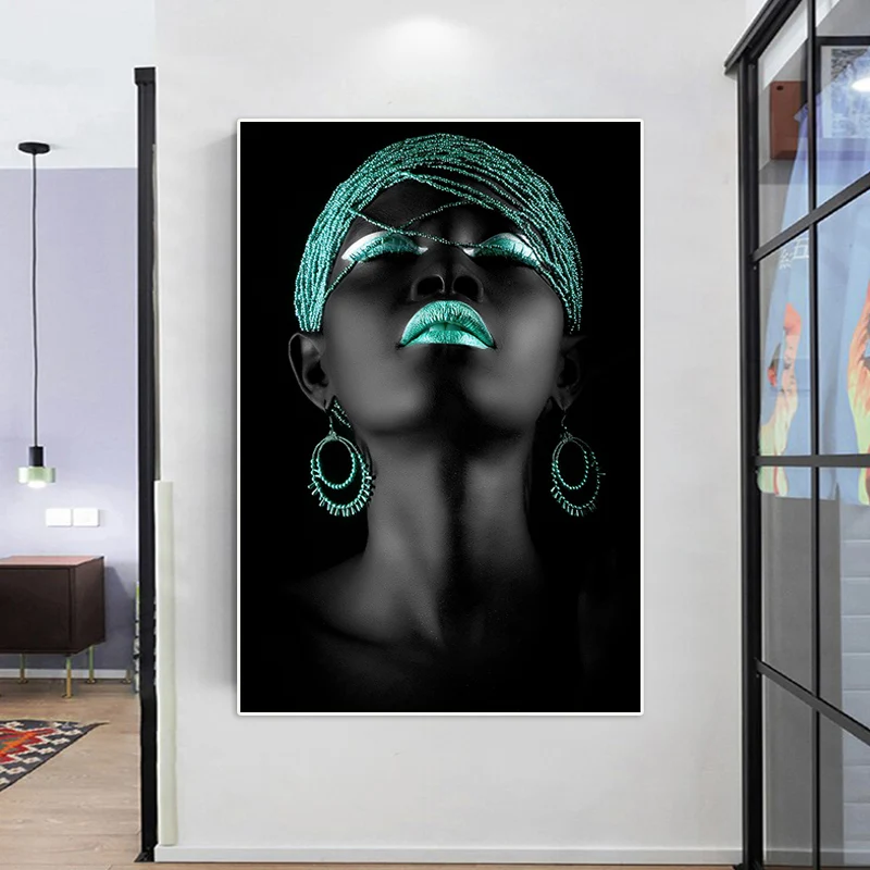 

Modern Africa Art Black Woman Posters and Print Wall Art Pictures Canvas Portrait Painting Art for Living Room Cuadros Decor