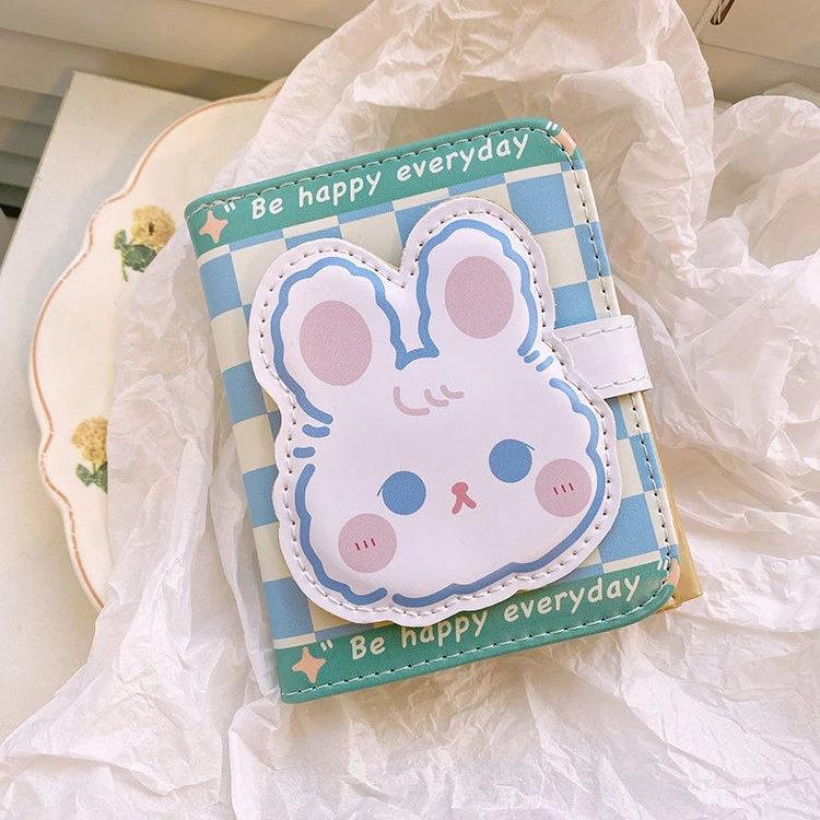 

Fashion Cartoon Wallet Cute Ladies Wallet Kawaii Rabbit Bear Lattice Student Card Holder Multiple Card Slots Mini Flap Bag