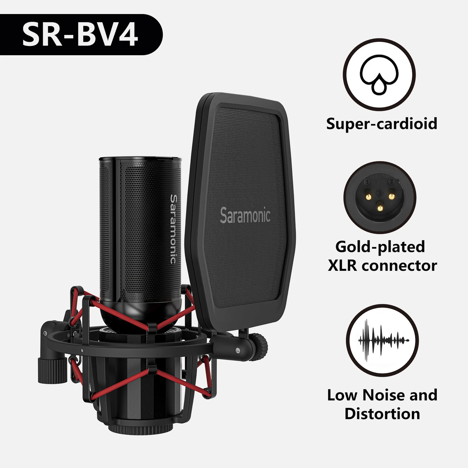 

NEW Saramonic SR-BV4 SuperCardioid Large-Diaphragm XLR Studio Condenser Microphone for Streaming Youtube Recording Podcasting
