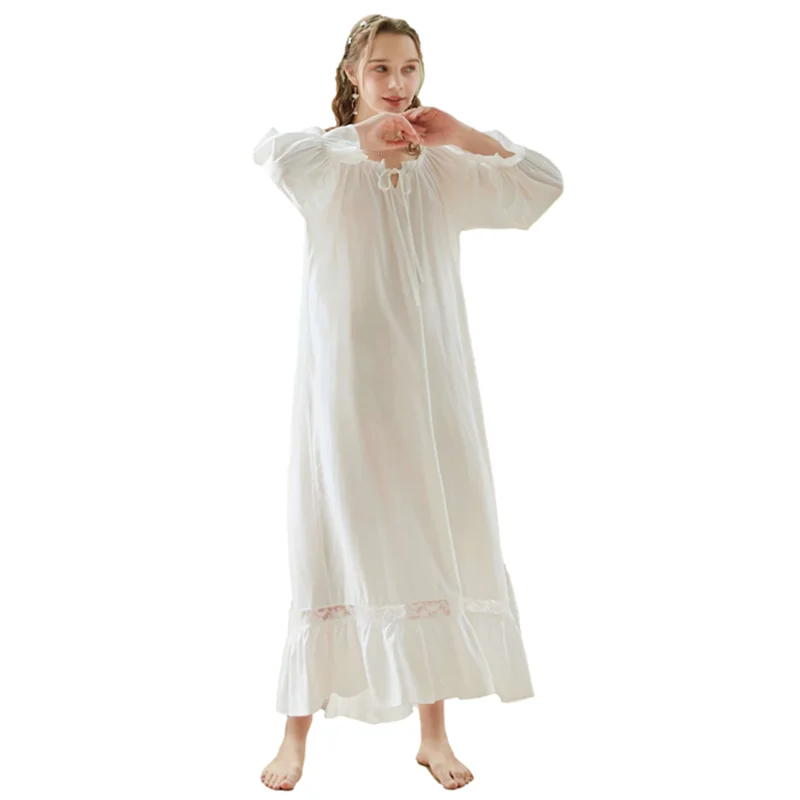 Long Nightgowns Embroidered Dress Women Sexy Nightdress Long Dress Summer Female Nightshirt Vintage Palace Nightshirts