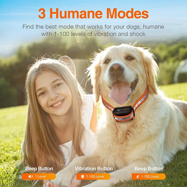 ROJECO 1000m Electric Dog Training Collar Remote Control Waterproof Rechargeable Pet Dog Bark Stop Shock Collar Electric Shocker 2