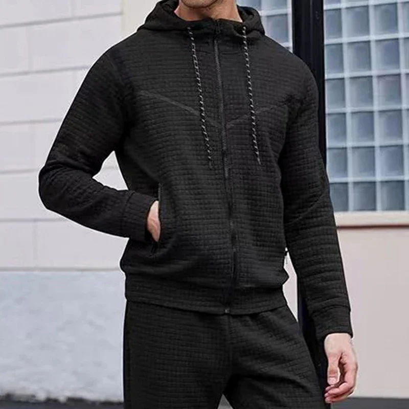 

2023 Autumn New Men's Small Plaid Hooded Sweatshirt Casual Sports Clothing, Trendy Comfortable and Breathable.